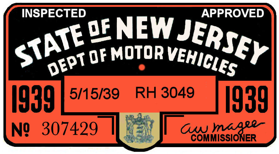 (image for) 1939 1st Period New Jersey Inspection Sticker